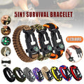 Flint Fire Starter 5In1 Survival Paracord Bracelet Whistle Compass Gear Tool Kit - Red Navy