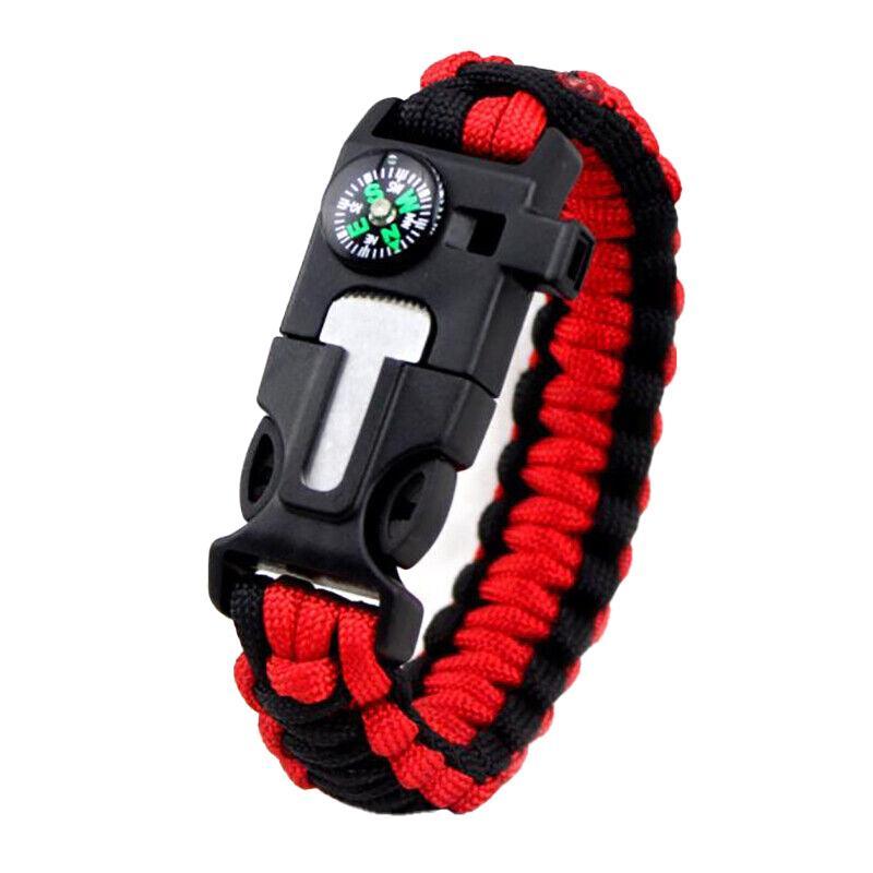 Flint Fire Starter 5In1 Survival Paracord Bracelet Whistle Compass Gear Tool Kit - Yellow