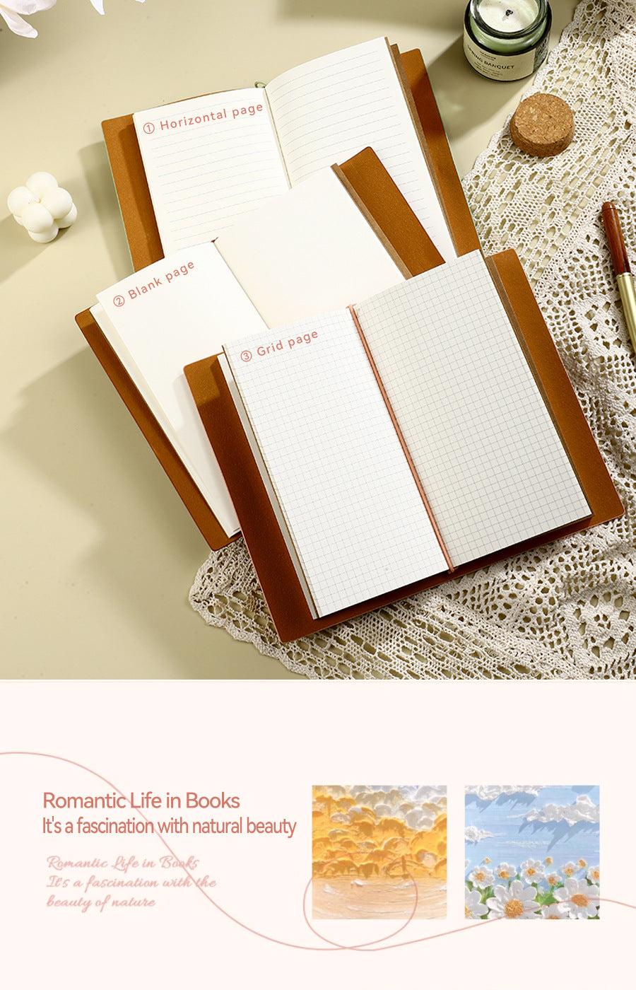 Pink 2-Pack Vintage Floral Embossed PU Leather Journals - 192 Pages Each