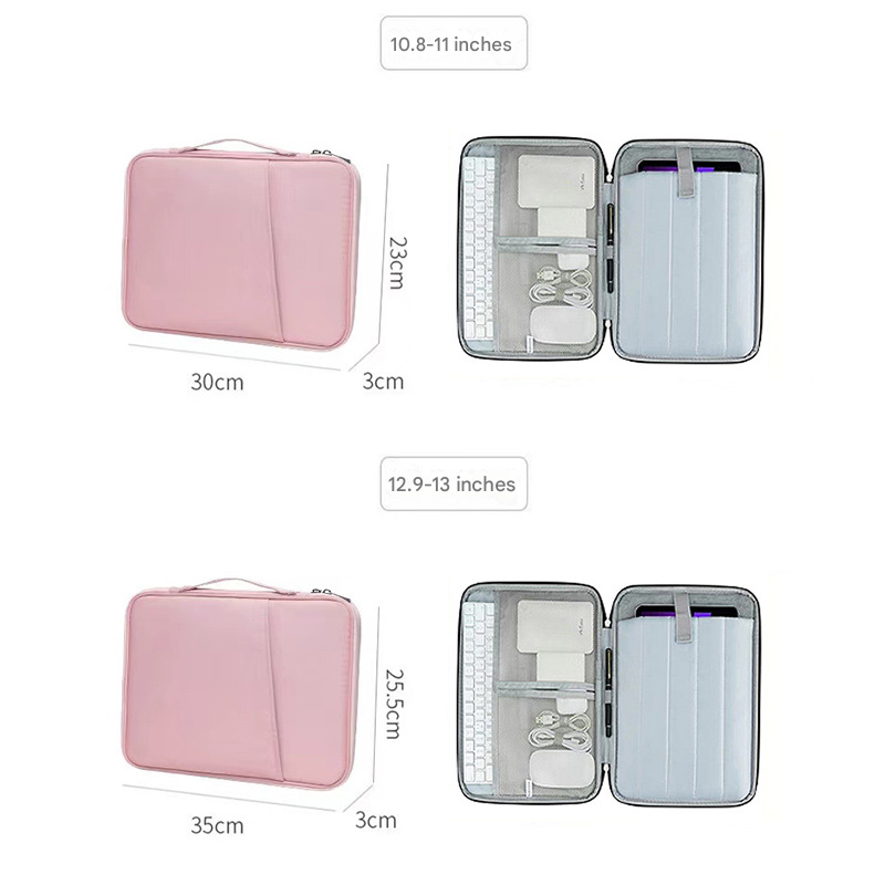 Pink 360° Protective Laptop & Tablet Sleeve with Accessory Organizer - Water-Repellent Carrying Case