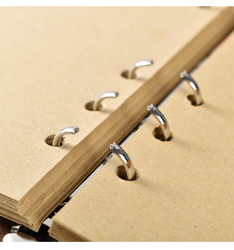 2PCS Green Vintage A5 PU Leather Journal with Leaf Charm - Ring Bound Refillable Notebook Set